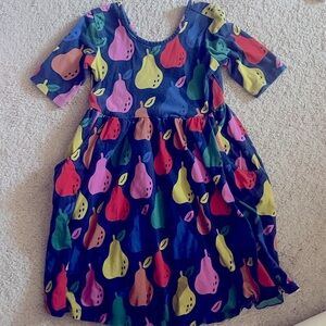 Hanna Andersson pear scoop neck quarter sleeve dress girl size 8